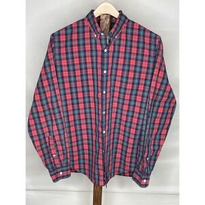 J. Crew Men's Red & Green Plaid Button Up Shirt Outdoor Preppy Holidays Size L